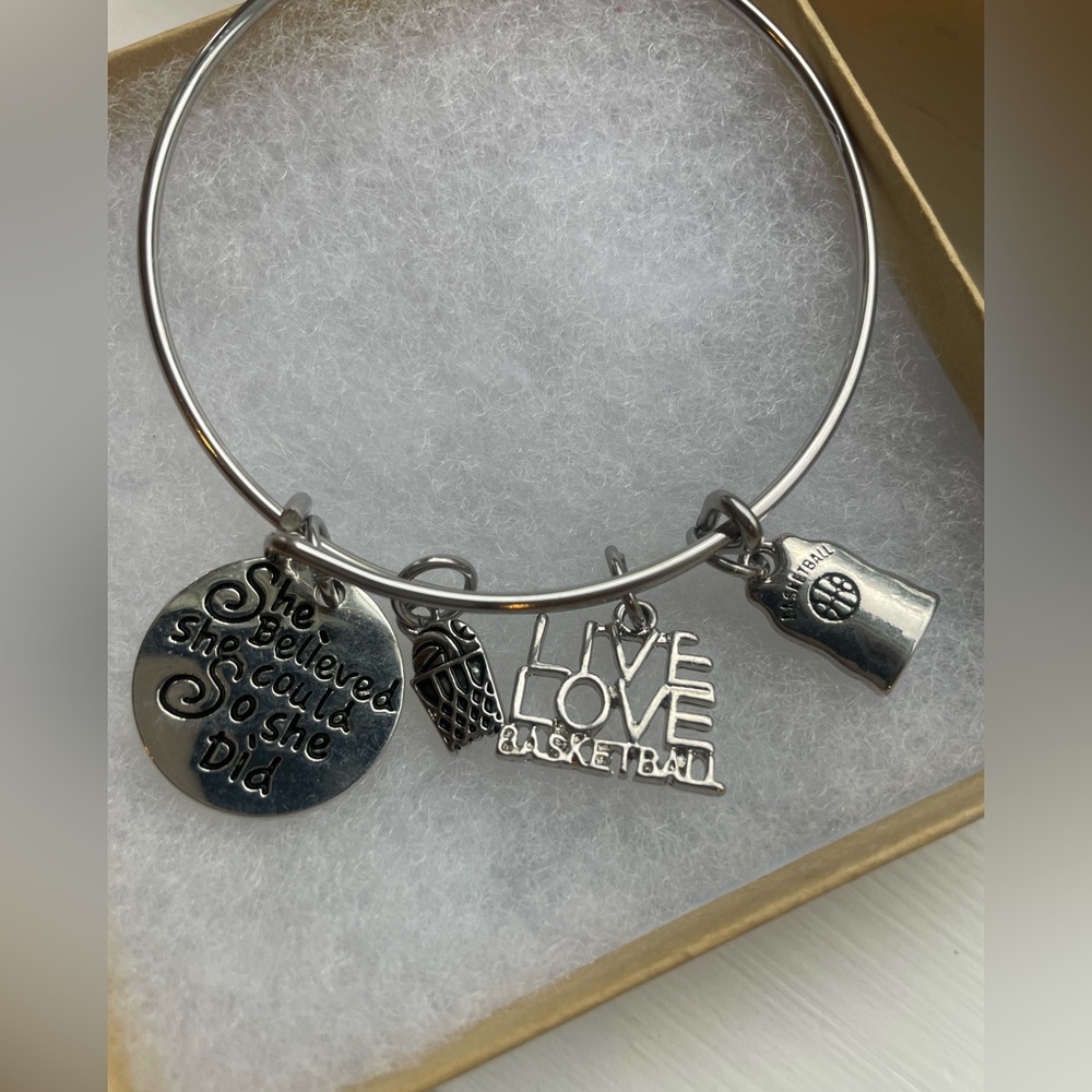 Basketball charm bracelet with 4 charms New